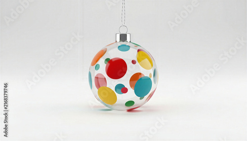 Glass Christmas ornament with colorful polka dots