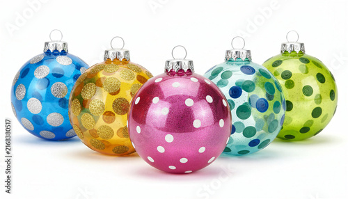 Multi colored polka dot Christmas ornaments