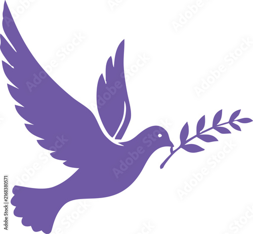 Dove with Olive Branch Isolated