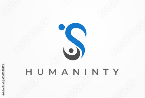People logo design, two people combination formed letter S logo design, human logo design template element, vector illustration