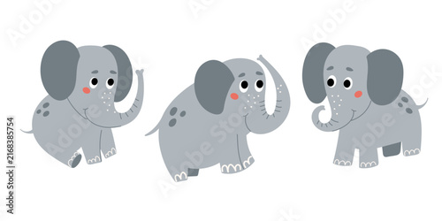 Vector collection of cute elephants