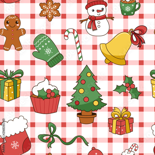 Seamless pattern with Christmas elements
