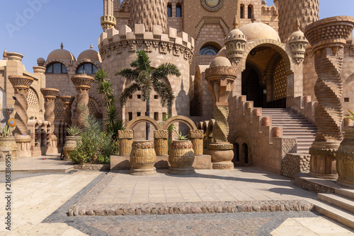 Al Sahaba Mosque, majestic unique Islamic temple in city center Old Market, Sharm el Sheikh, Egypt