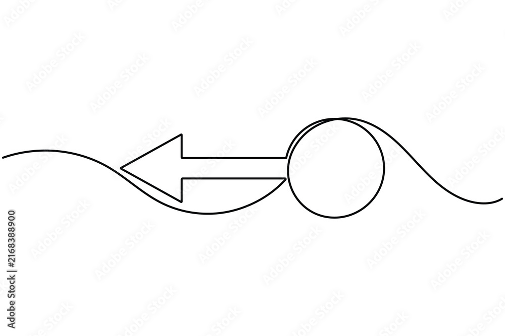 Obraz premium Modern scroll arrow pointing down icon sign continuous one line drawing on white background minimalist indicator of move and press symbol editable outline vector illustration