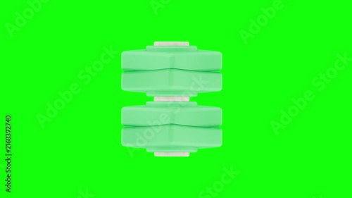 green plastic PP-R (Polypropylene Random Copolymer) or PVC pipe 3D animated on green screen background.