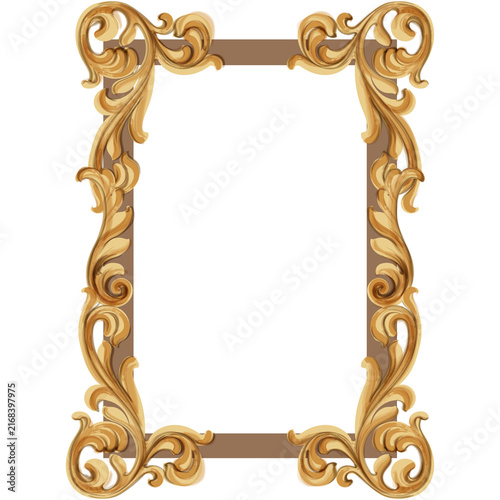 Canvastavla Ornate Vintage Gold Frame with Elegant Golden Ornament Detailing for Classic Art