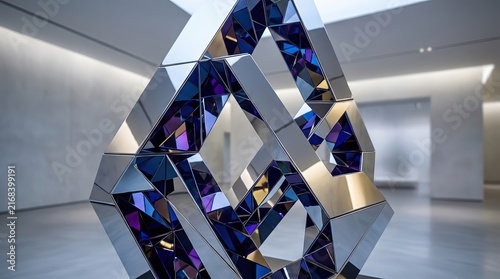 Space Age Metal Art, Abstract Metal Sculpture in Modern Art Installation