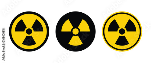 Bild auf Leinwand Radiation warning symbol vector icon collection with yellow and black radioactive hazard signs
