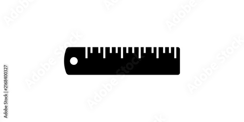 Quadro su tela Black ruler icon with measurement markings for drafting architecture and school engineering tasks