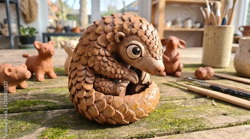 Charming Clay Sculpture of a Playful Animal