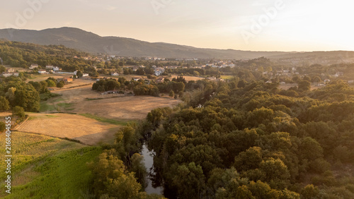 Bild auf Leinwand Allariz landscape with Arnoia river and golden sunset light