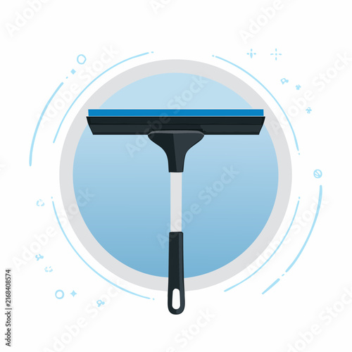 Raclette de nettoyage pour vitres sur fond bleu