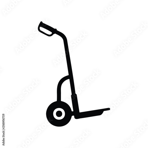 Empty hand truck silhouette icon vector flat design.
