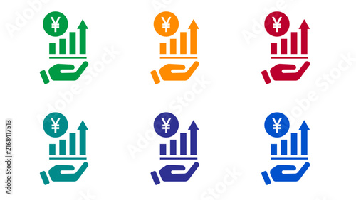 Yen Investment Growth Icon Set