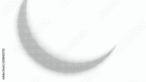 Black crescent moon halftone shape vector design element isolated on white background.