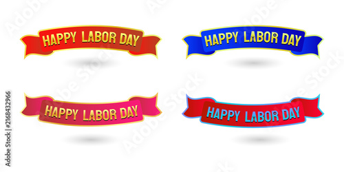 Vibrant Happy Labor Day banners for celebrations on transparent background