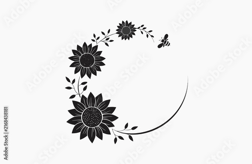 Abstract Black and White Floral Background with Elegant Flower Silhouettes and Decorative Botanical Pattern Vector Illustration