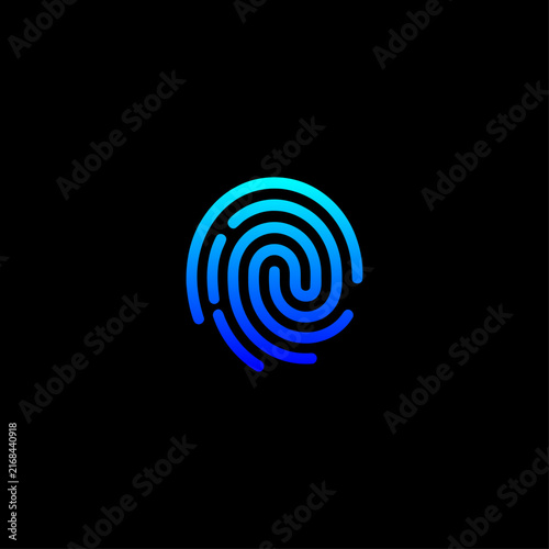 Fingerprint identity logo design in vector, minimal trendy icon for security and technology brand. Fingerprint Linear Logo Deign. 