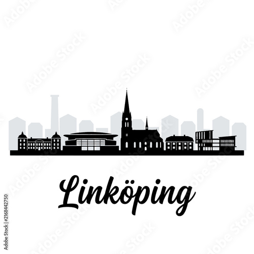 Canvas Print Linkoping Sweden Skyline Silhouette - A Historic Cathedral and University City V