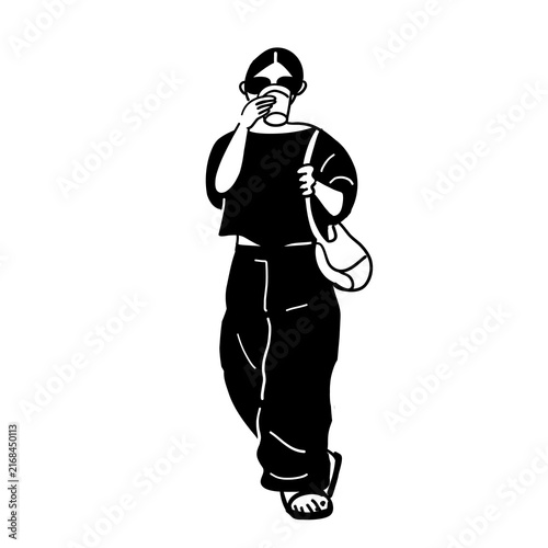 A Woman Drinking Coffee; A Woman Waiting