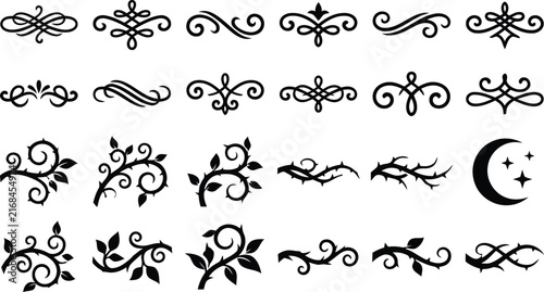 set of floral elements