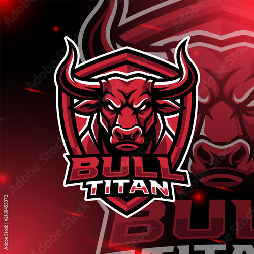 Modern esports logo featuring a powerful Bull Titan