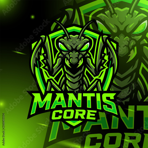 Modern esports logo featuring a powerful mantis core