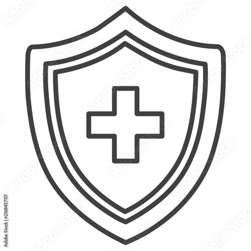 Medical Shield Cross Protection Outline Icon Vector Illustration