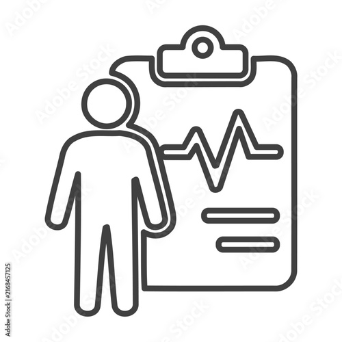 Medical Patient Profile and Clipboard Outline Icon Vector Illustration