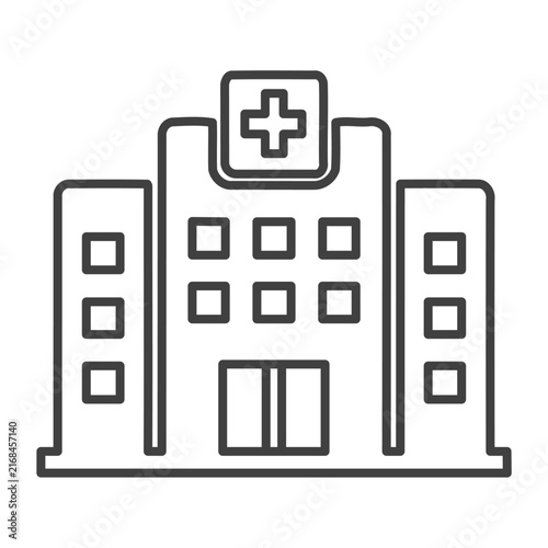 Medical Hospital Clinic Building Outline Icon Vector Illustration