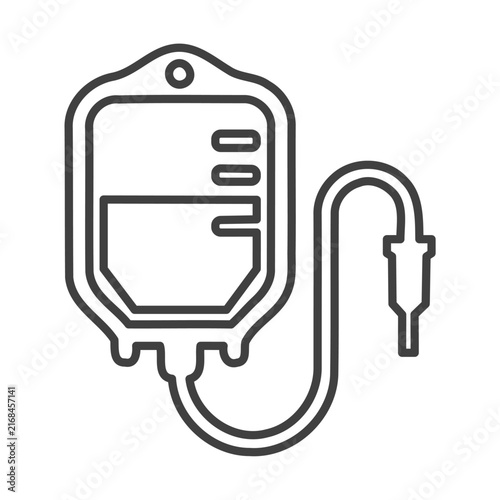 Intravenous IV Bag Fluid Tubing Outline Icon Vector Illustration