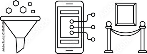 фотографія Digital art curation icon set featuring data filtering mobile content management