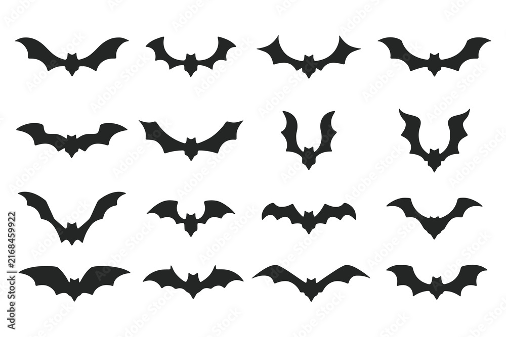 Fototapeta premium Bat silhouettes arranged on a plain white background
