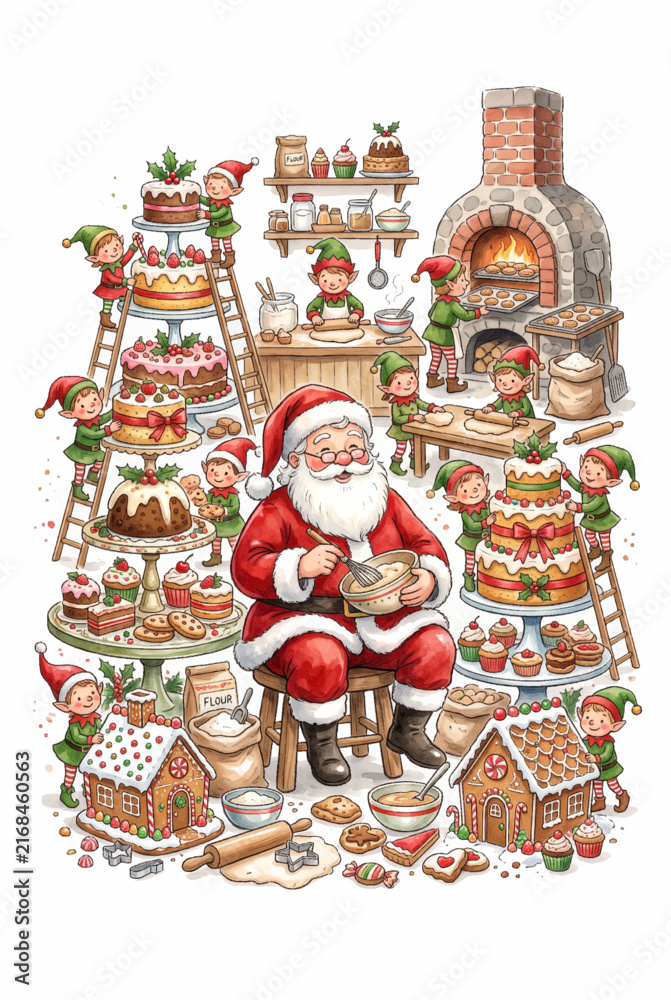 Fototapeta premium Grand Santa's Magical Bakery Panorama Vignette.svg