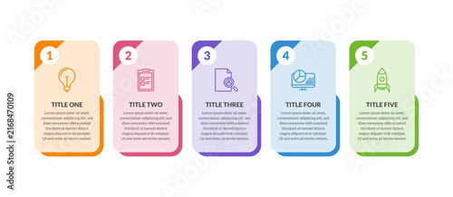 Modern business infographics template. Timeline infographic elements, process diagram, journey info graphic with 5 steps, for brochure, presentation, website.