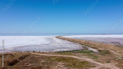 Aerial View of Elton Lake Salt Flats, Volgograd Region, Russia