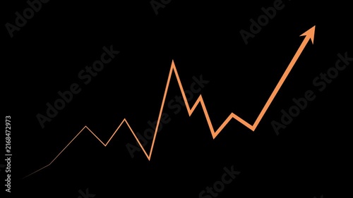 Line chart rise and sudden drop suggesting market volatility and financial decline animation