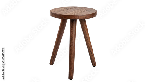 Cuadro en lienzo Simple three-legged wooden stool furniture piece isolated on transparent background