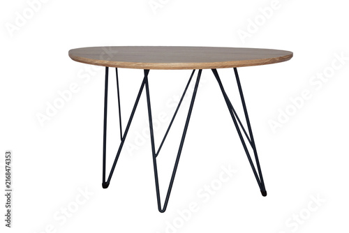 wooden coffee table isolated on white background