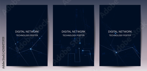 Futuristic digital glowing blue lines technology background with Innovation and connection network background for tech event poster or presentation product business
