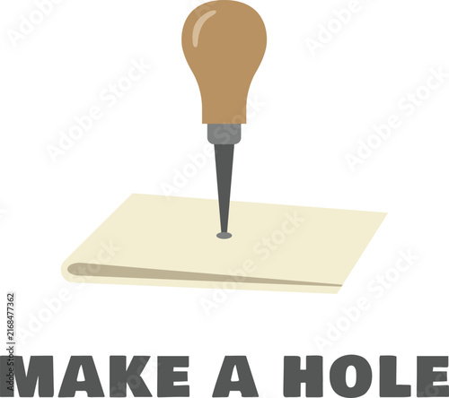 Hand Awl Tool Illustration With English Text Make A Hole