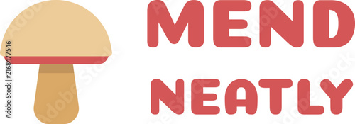 Simple Mushroom Icon With English Text Mend Neatly