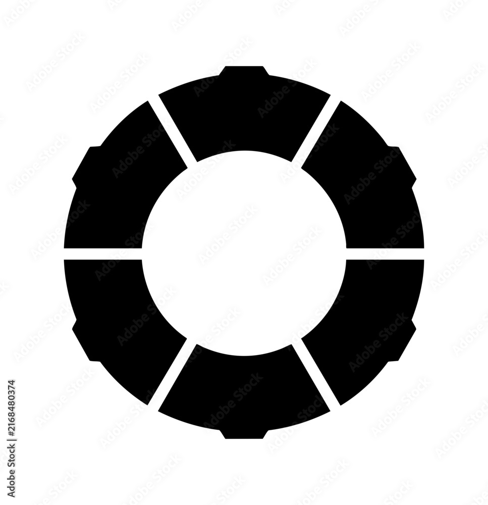 Naklejka premium Segmented Circular Ring with Six Sections Black Infographic Vector