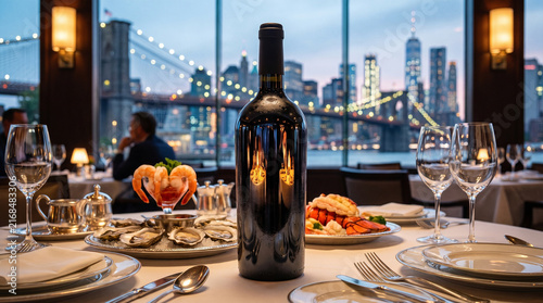 Elegant Waterfront Dining in New York with Wine and Seafood
