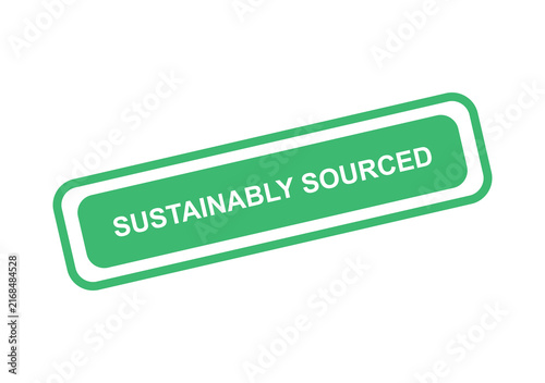 Картината върху платно Green rectangular label with the text sustainably sourced written in white lette