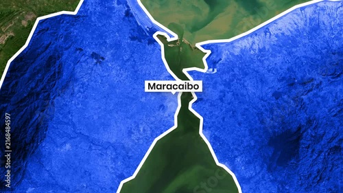 Maracaibo Lake and surrounding geographical features animated motion video clip