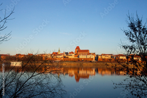 Plakat w ramie Panorama of Torun - Vistula river, Poland 