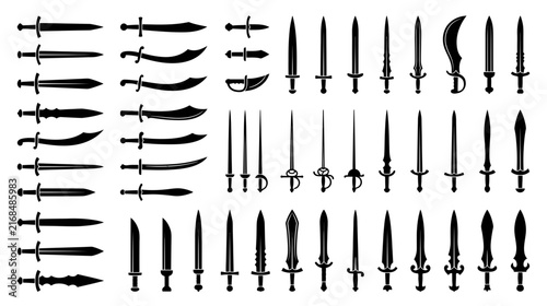 Принти на полотні Collection of Antique Sword Silhouettes