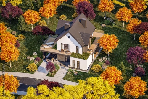 Obraz na plátně 3d rendering of contemporary architectural luxury house exterior