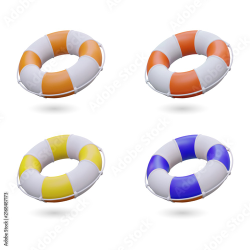 Fotografía Colorful inflatable life preservers for safety and fun on transparent background